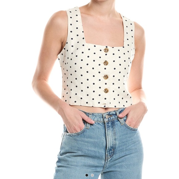 DL1961 Cream and Black Polka Dot Tank Top - Picture 1 of 3